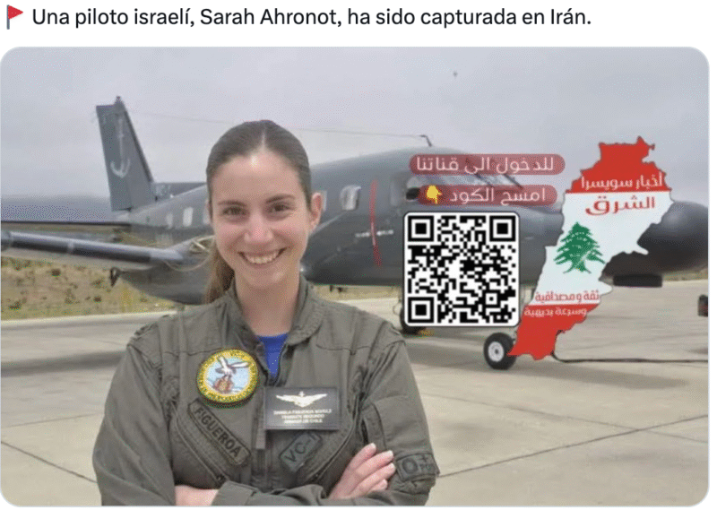 Falso que esta mujer sea una piloto israelí capturada por Irán
